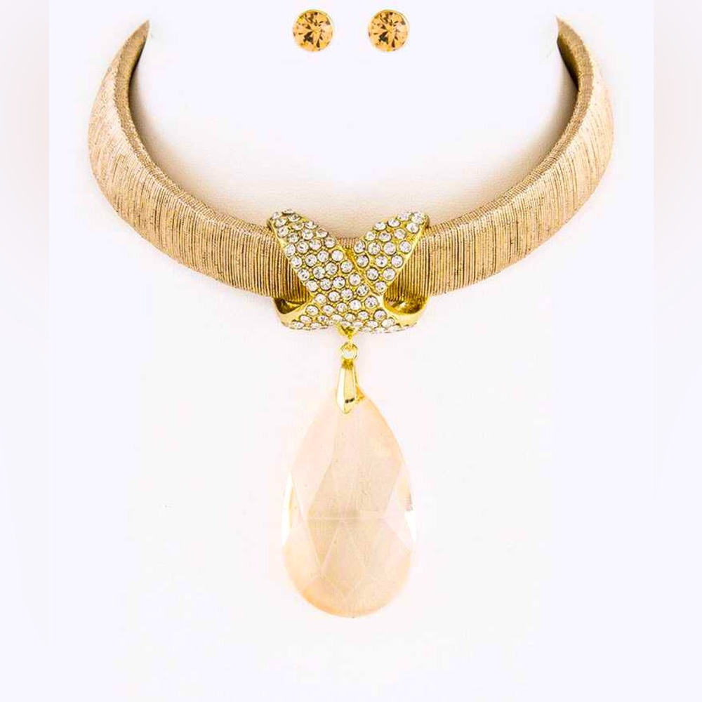 Gold & Topaz Choker Statement Necklace